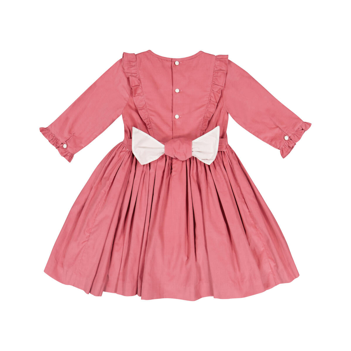 Angele Pink Corduroy Frills Smocked Dress
