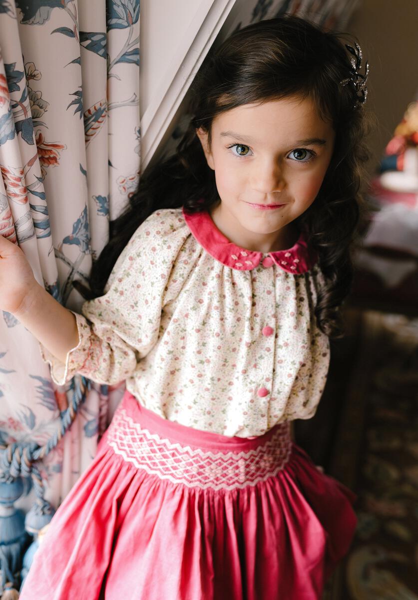 Marie Set Pink Smocked Skirt & Blouse
