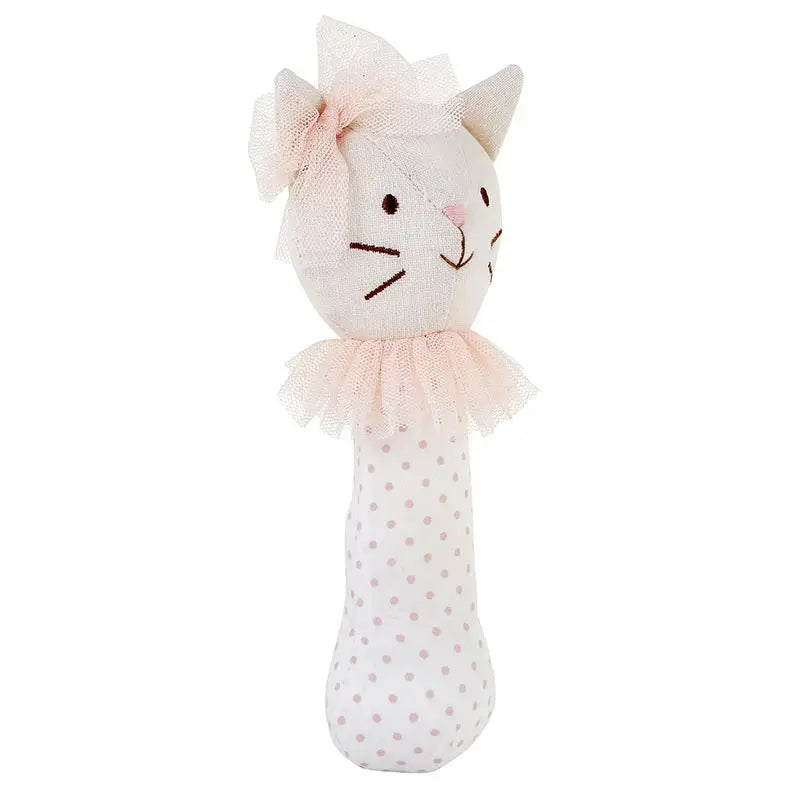 Post Rattle- Linen Cat