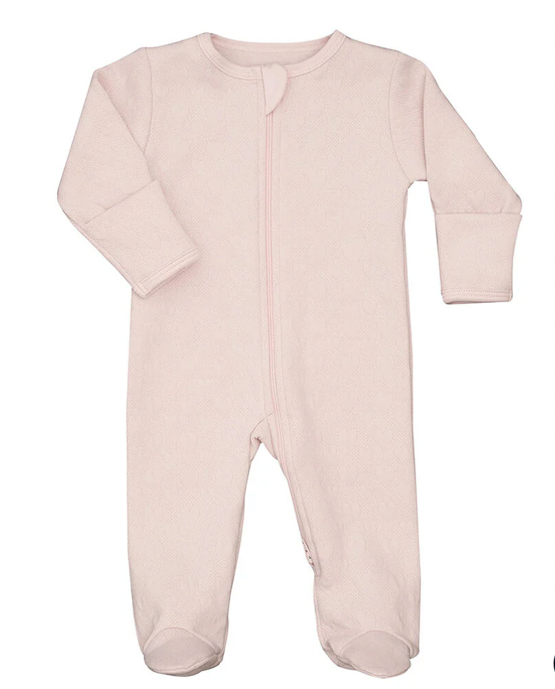 Pink Hearts Jacquard Zipper Footie