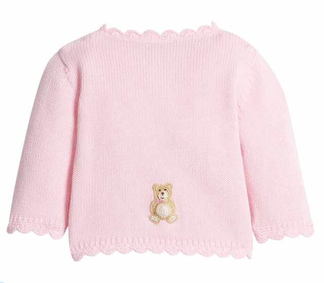 Crochet Cardigan Pink Teddy Bear