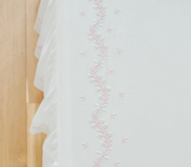 Embroidered Crib Sheet - Blush
