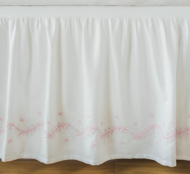 Embroidered Crib Skirt - Blush