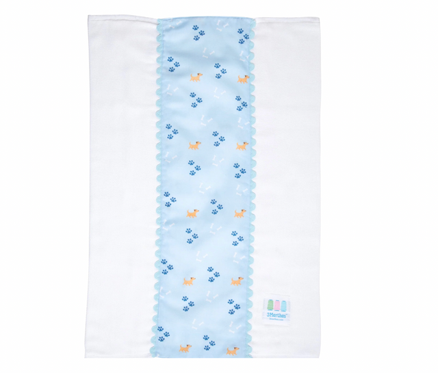 Puppy Fancy Fabric Burp, Blue