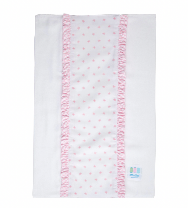 Bow Fancy Fabric Burp, Pink