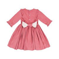 Angele Pink Corduroy Frills Smocked Dress