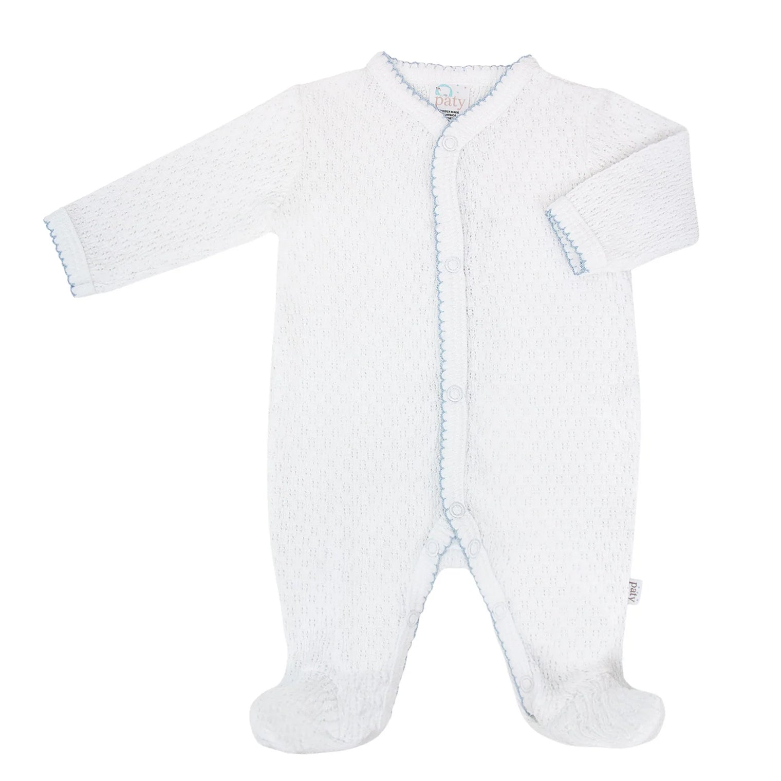 Knit footie with Blue Trim - Paty
