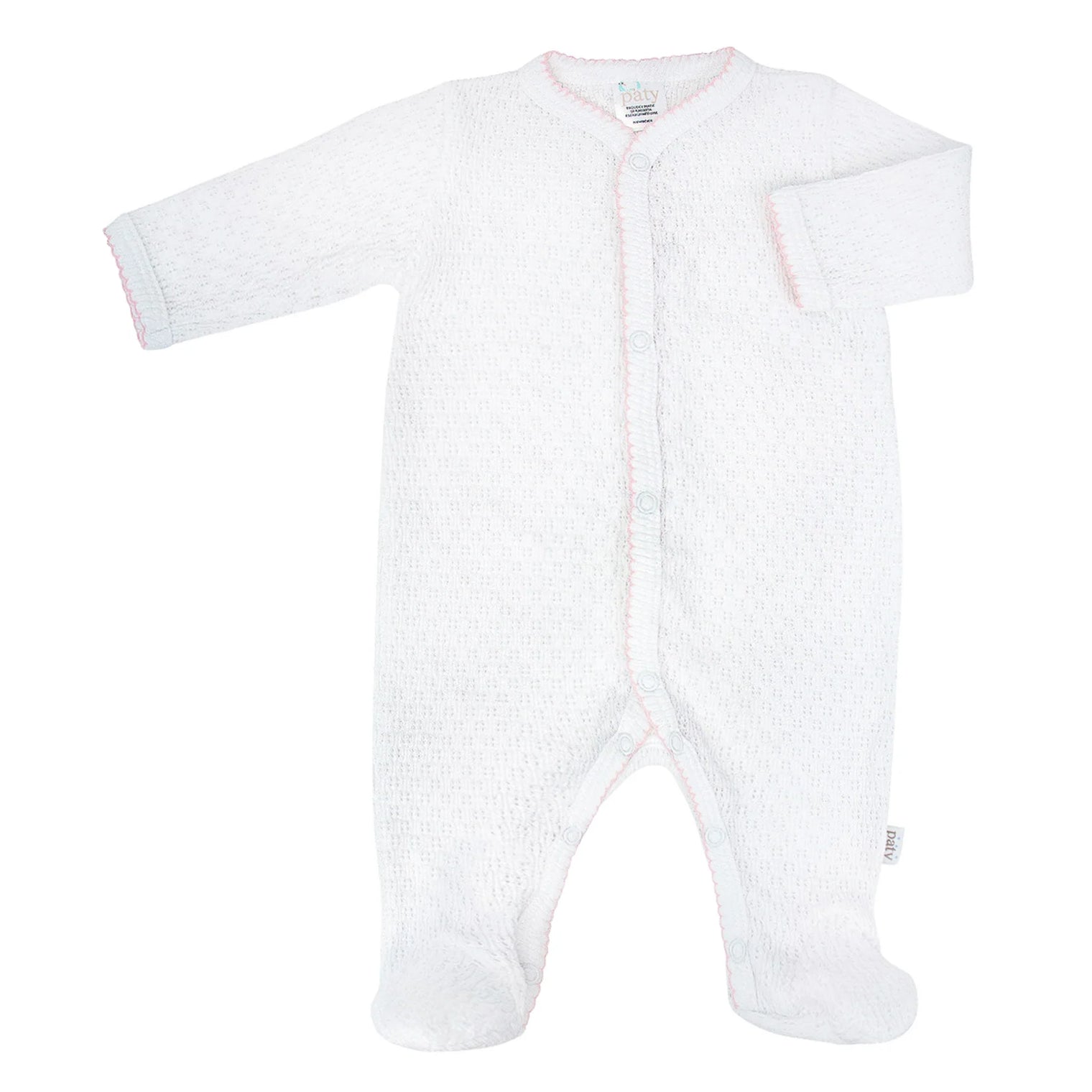 Knit Footie with Pink Trim - Paty