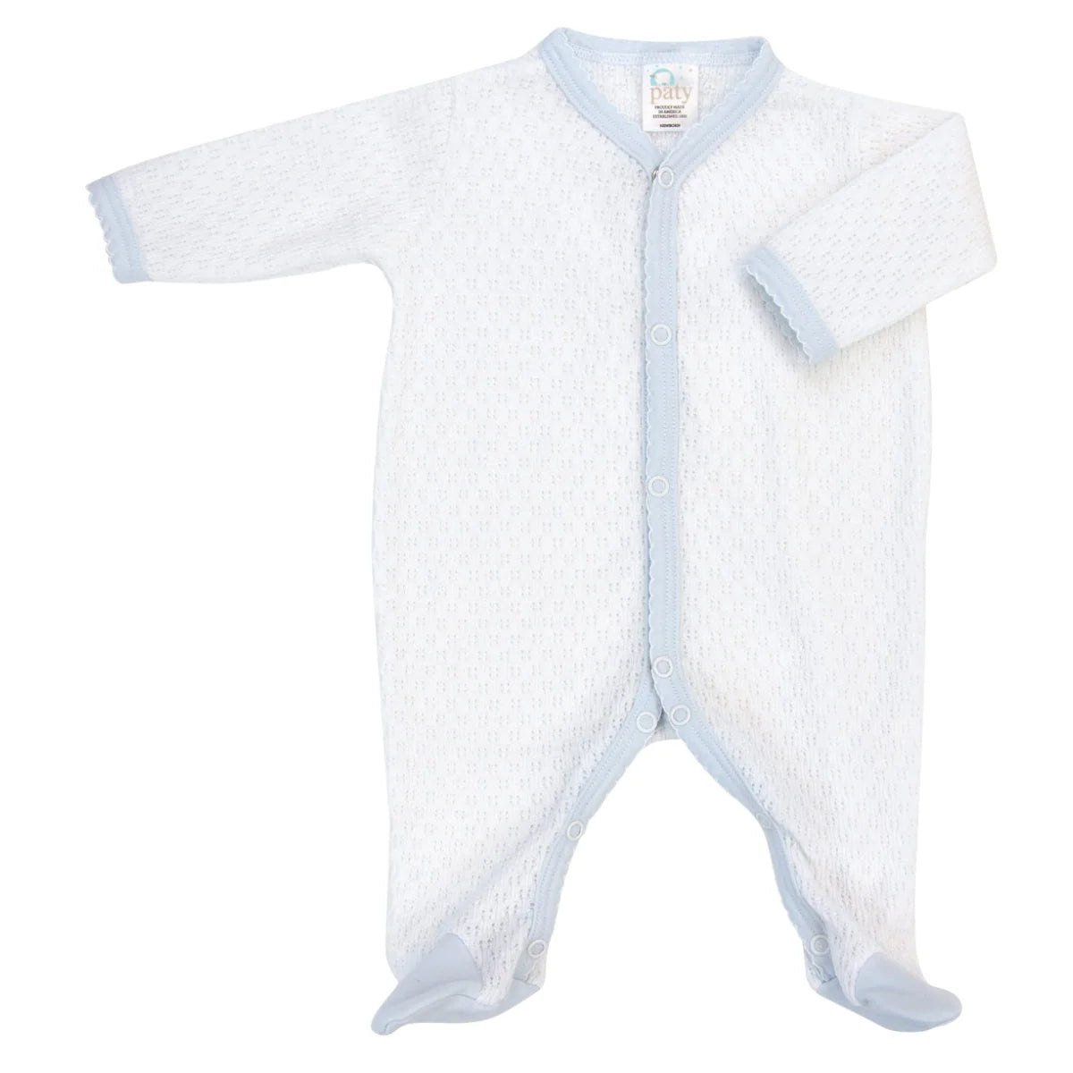 Paty Knit Footie with Pima Trim - Blue