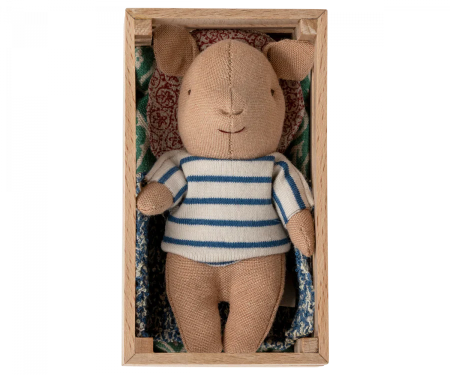 Maileg Pig In A Box - Boy- Blue