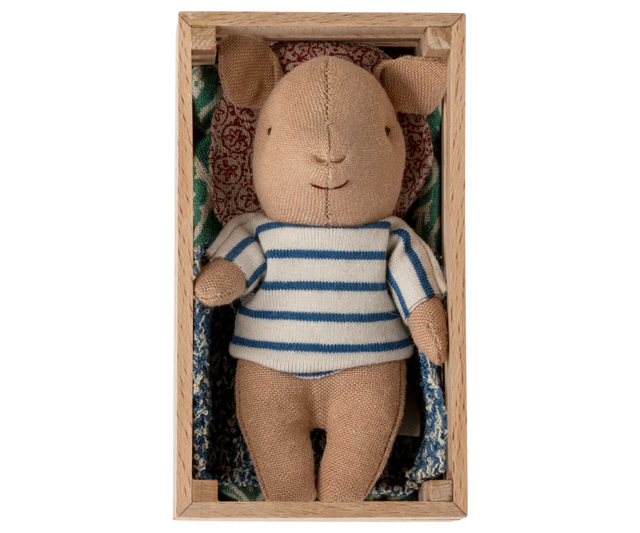 Maileg Pig In A Box - Boy- Blue
