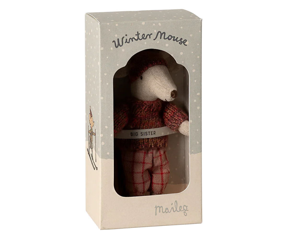 Winter Mouse With Ski Set,Big Sister-Rose