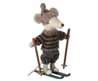 Winter Mouse With Ski Set, Big Brother -Grey