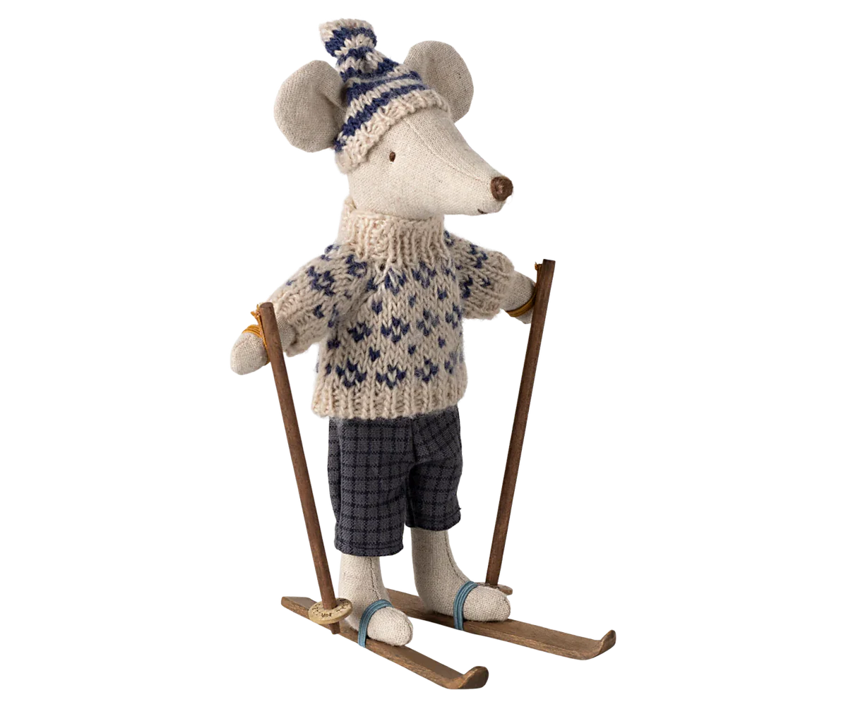 Winter Mouse With Ski Set, Dad-Blue