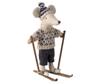 Winter Mouse With Ski Set, Dad-Blue