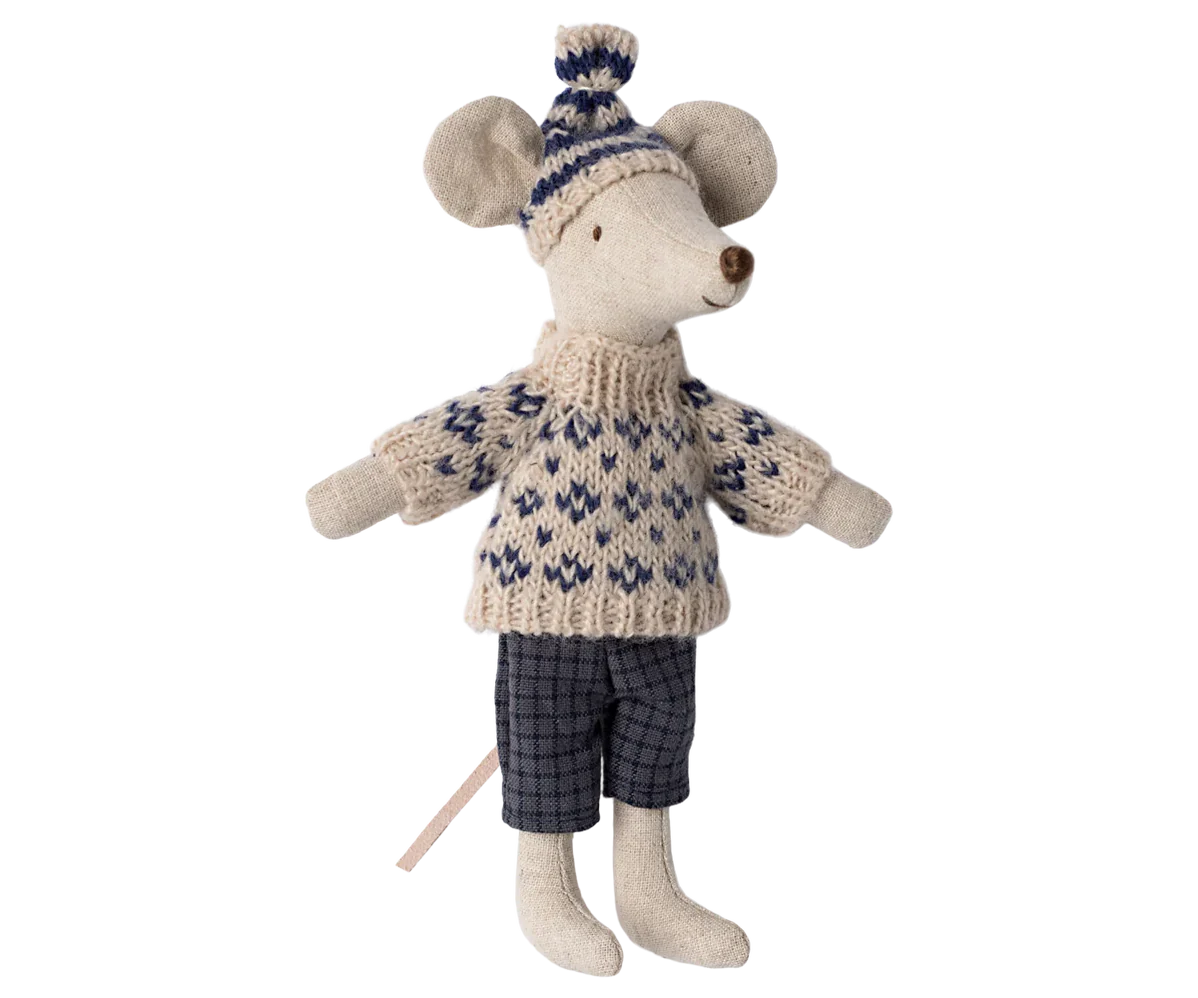 Winter Mouse With Ski Set, Dad-Blue