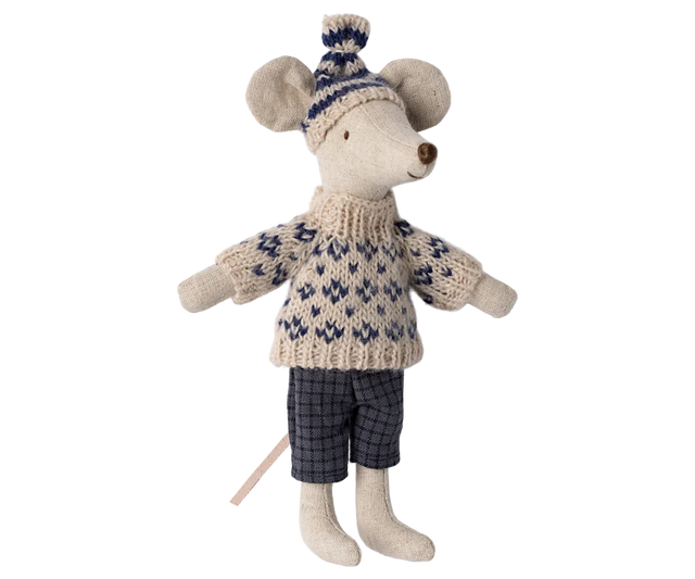 Winter Mouse With Ski Set, Dad-Blue