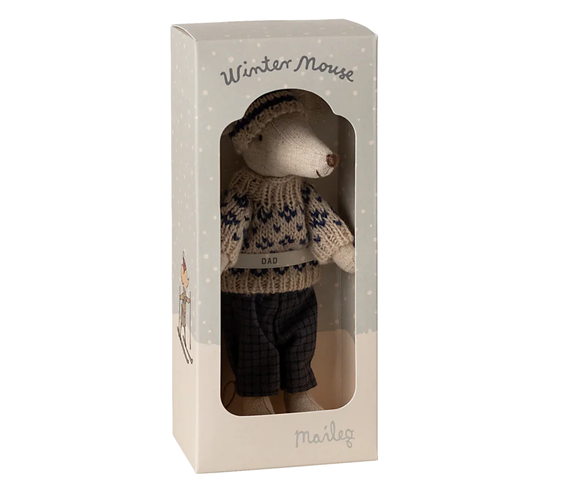 Winter Mouse With Ski Set, Dad-Blue