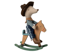 Maileg Cowboy Mouse on Rocking Horse, Little Brother