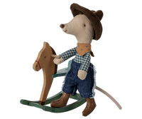 Maileg Cowboy Mouse on Rocking Horse, Little Brother