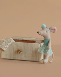Maileg Dance Mouse In A Daybed, Little Sister In Mint