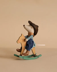 Maileg Cowboy Mouse on Rocking Horse, Little Brother