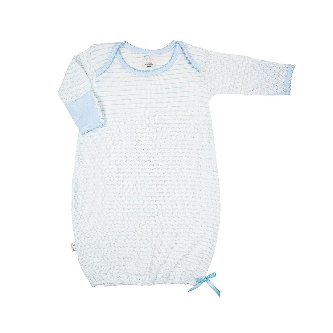 Knit Overlap Shoulder Gown with Blue Stripes - Paty