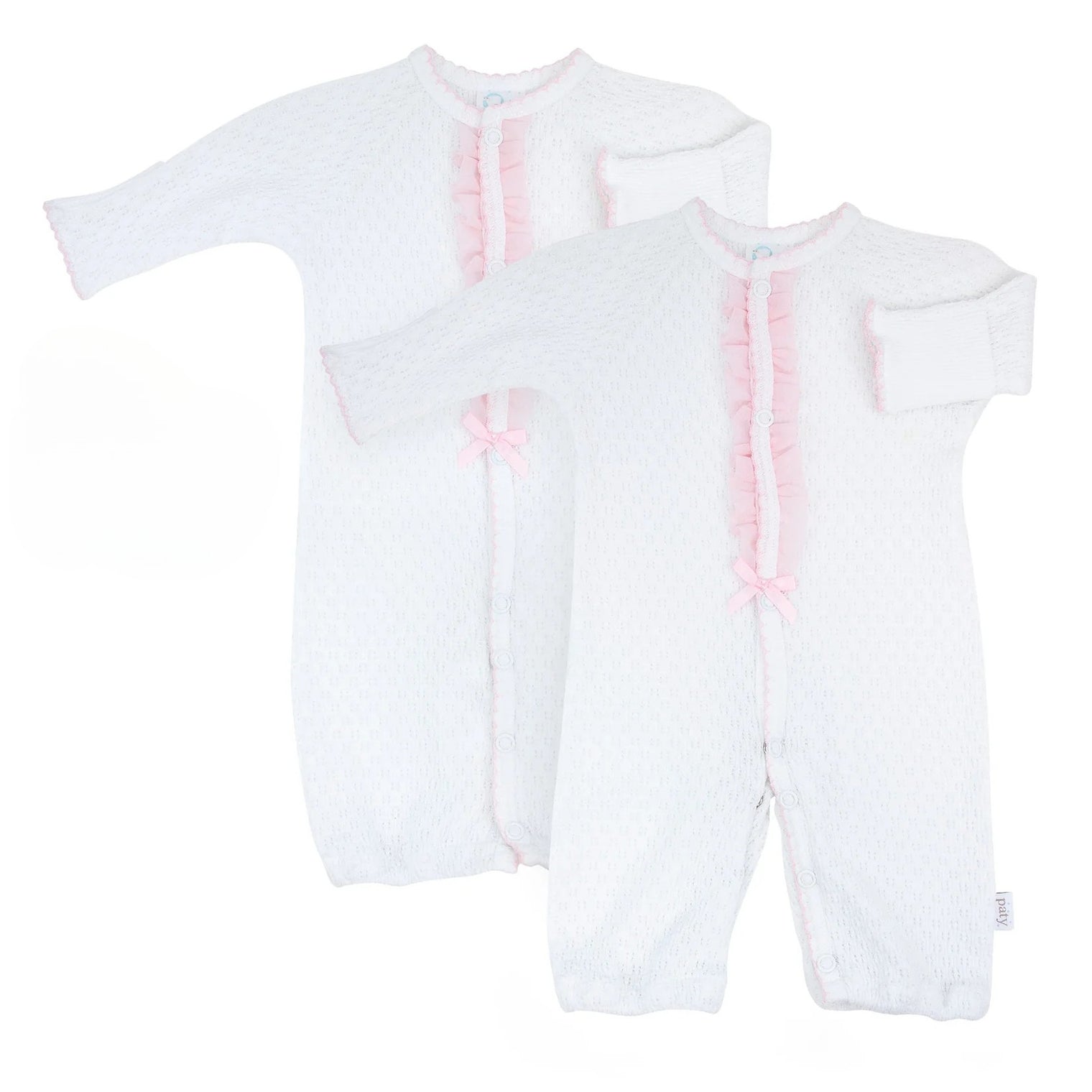 White Knit Converter with Pink Ruffle - Paty