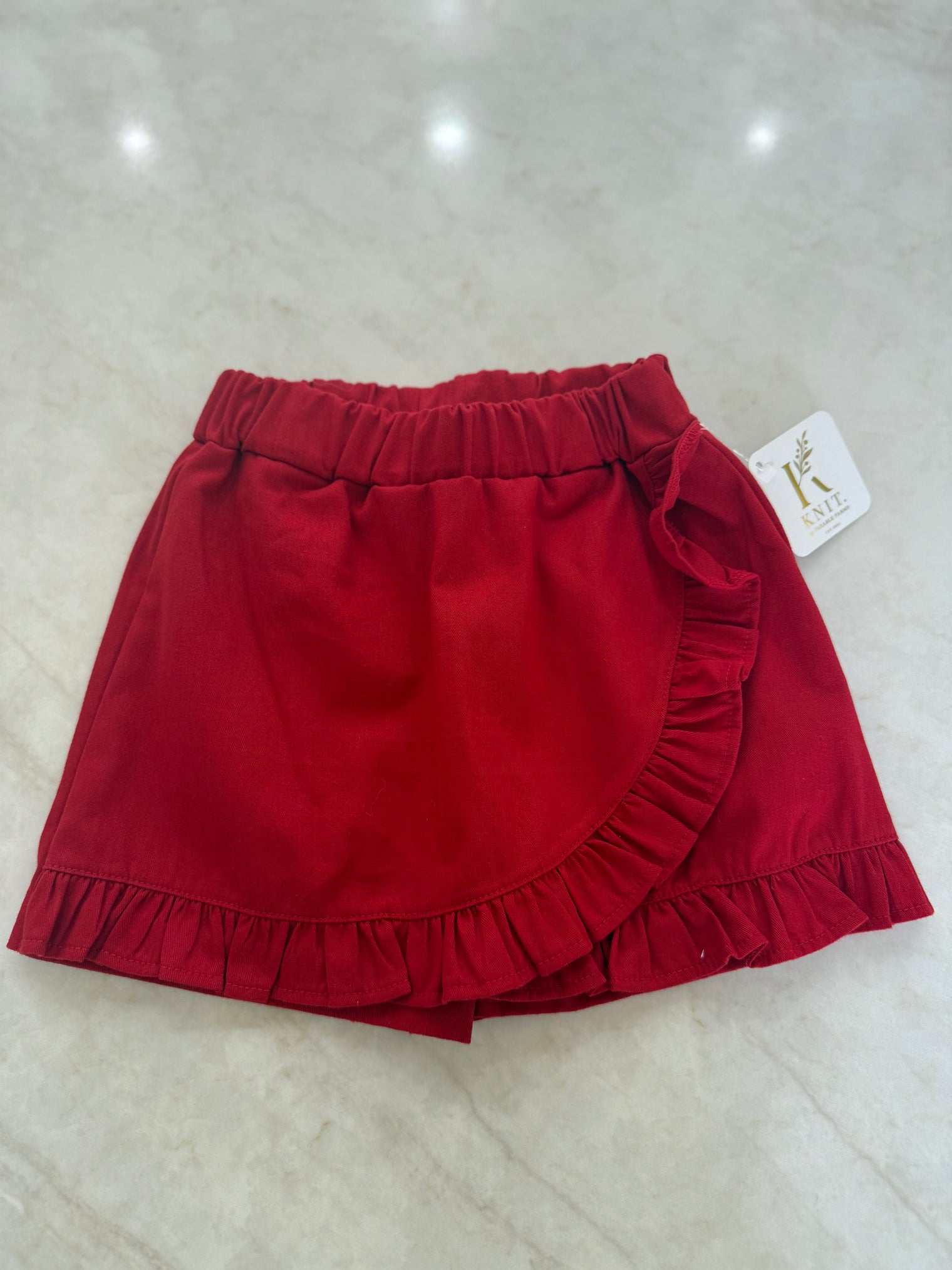 Girls Red Ruffled Skort