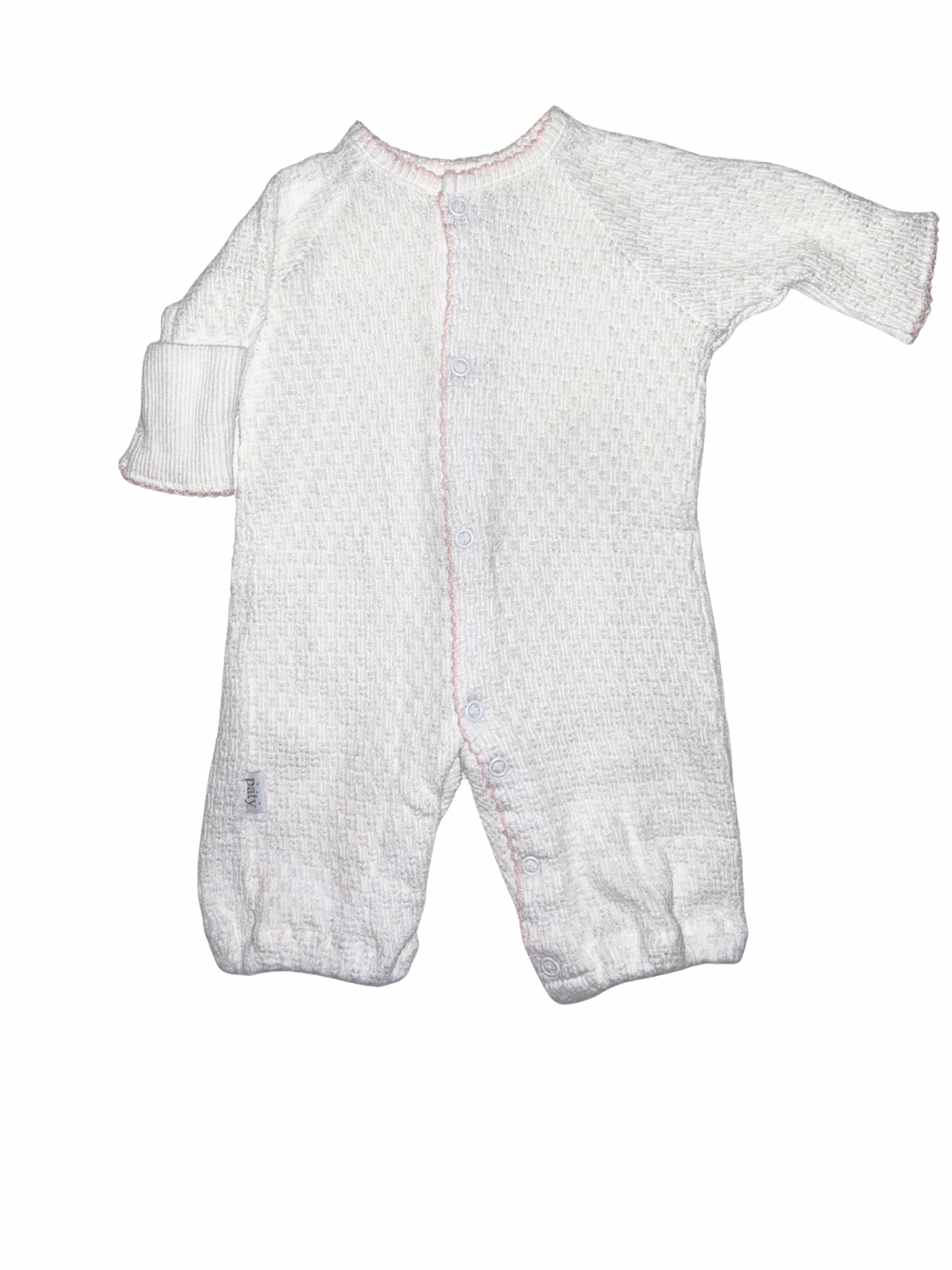 White Knit Converter with Pink Trim - Paty