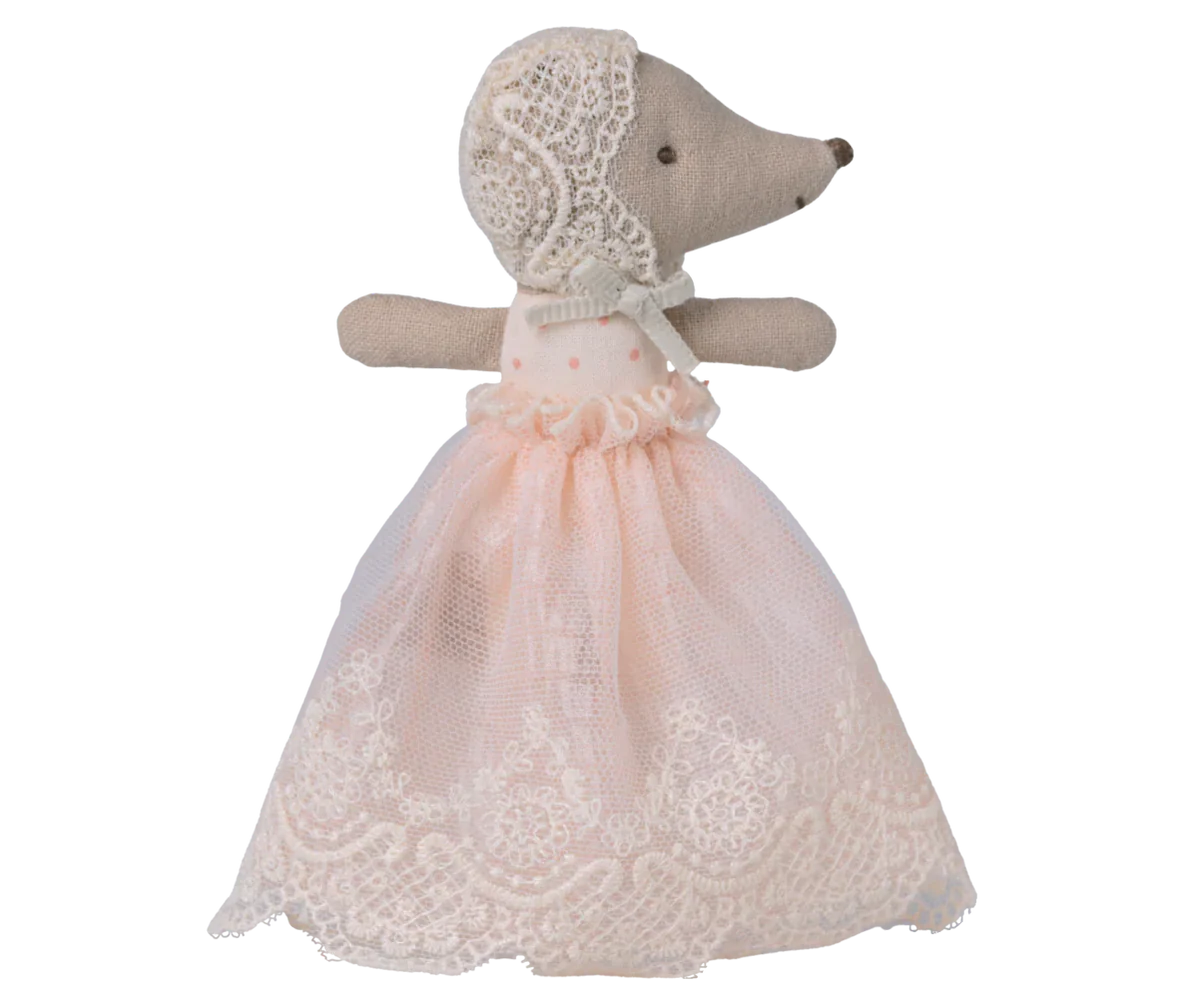 Maileg Baby Mouse In Gown- Powder