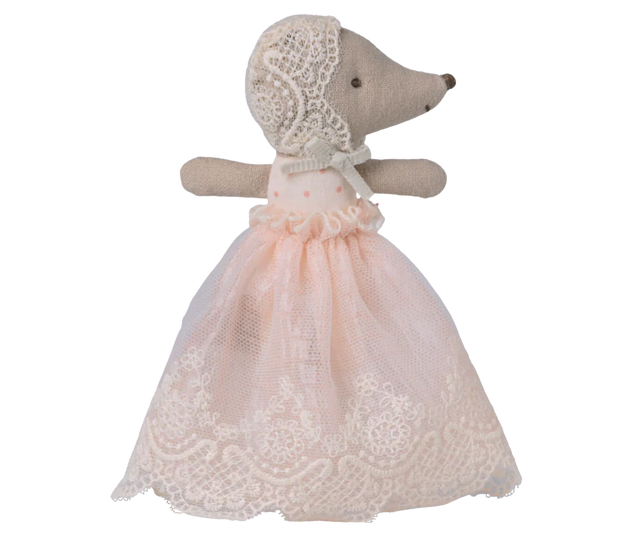 Maileg Baby Mouse In Gown- Powder