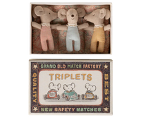 Maileg Triplets,Baby Mice In Matchbox- Checker