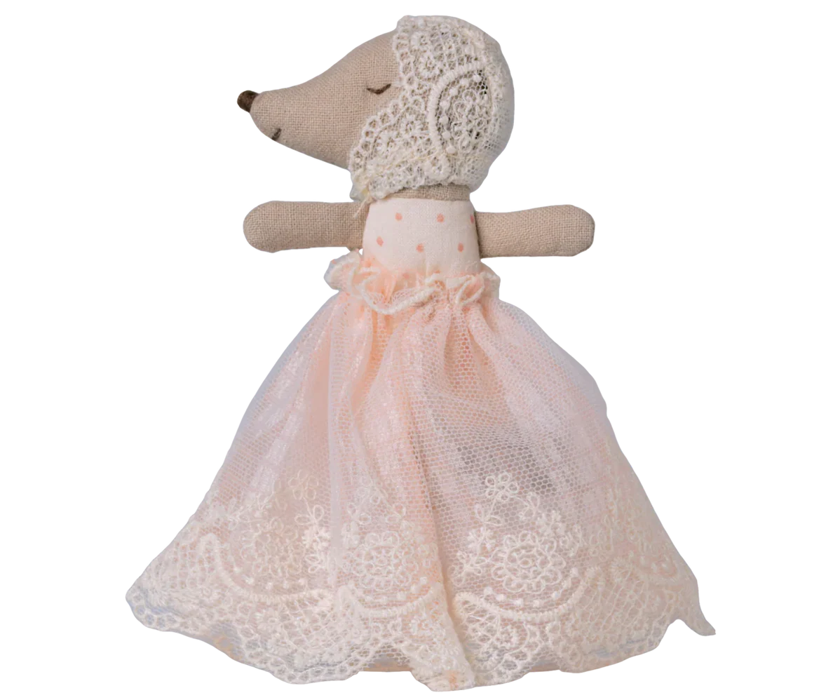 Maileg Baby Mouse In Gown- Powder
