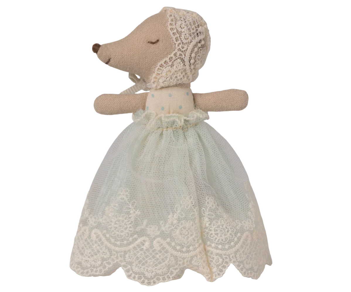 Maileg Baby Mouse In Gown-Mint
