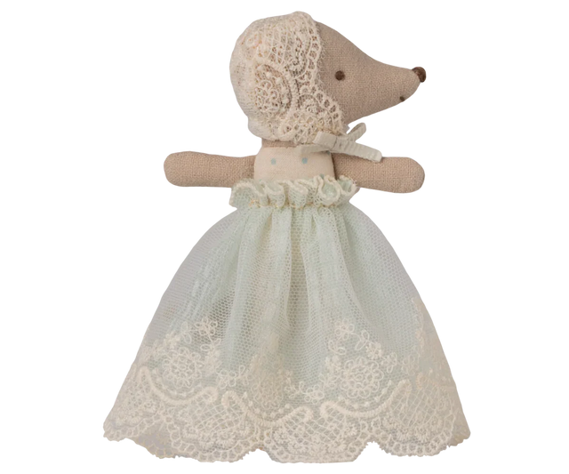Maileg Baby Mouse In Gown-Mint