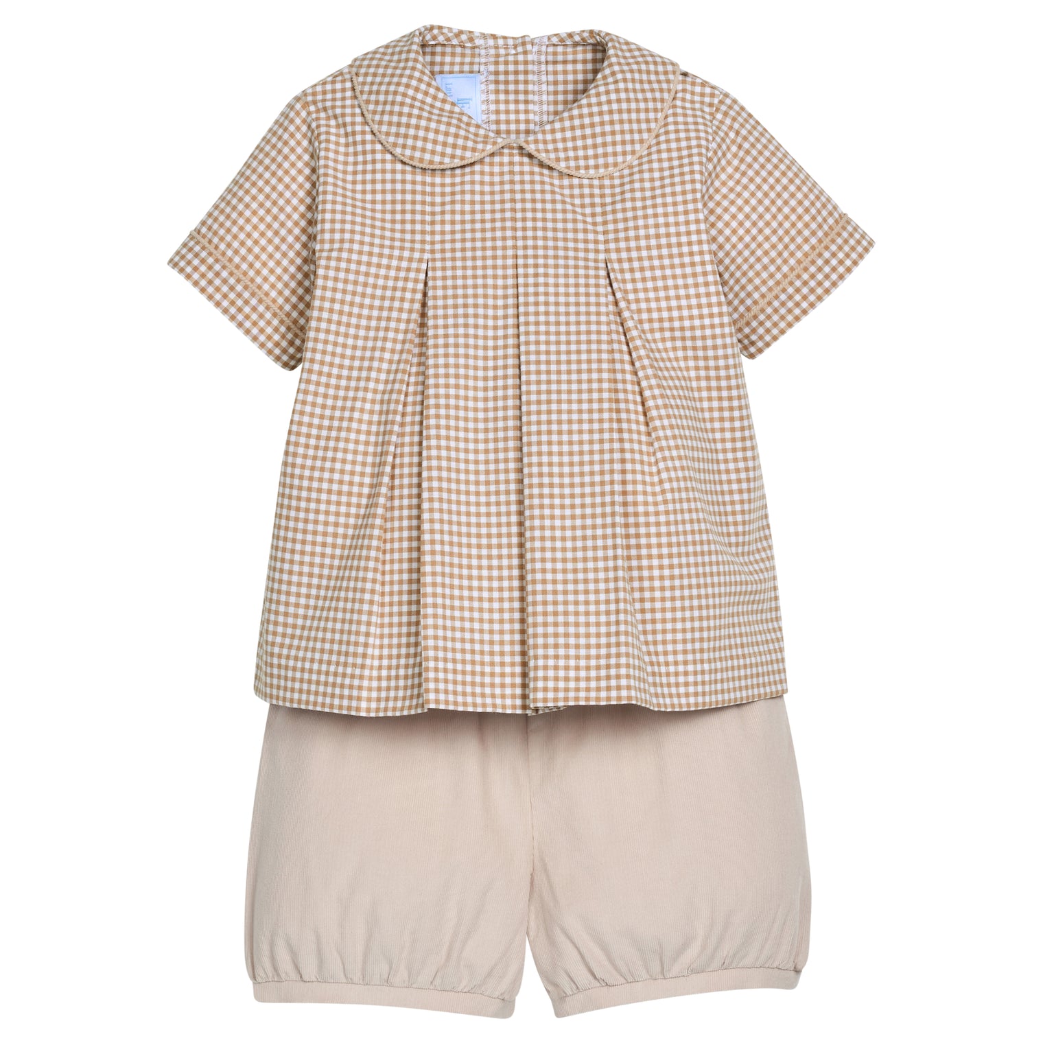 Carson Short Set - Khaki Gingham