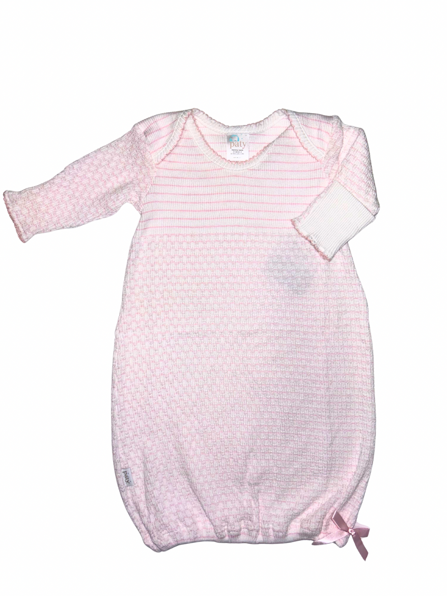 Knit Gown with Pink Stripes - Paty