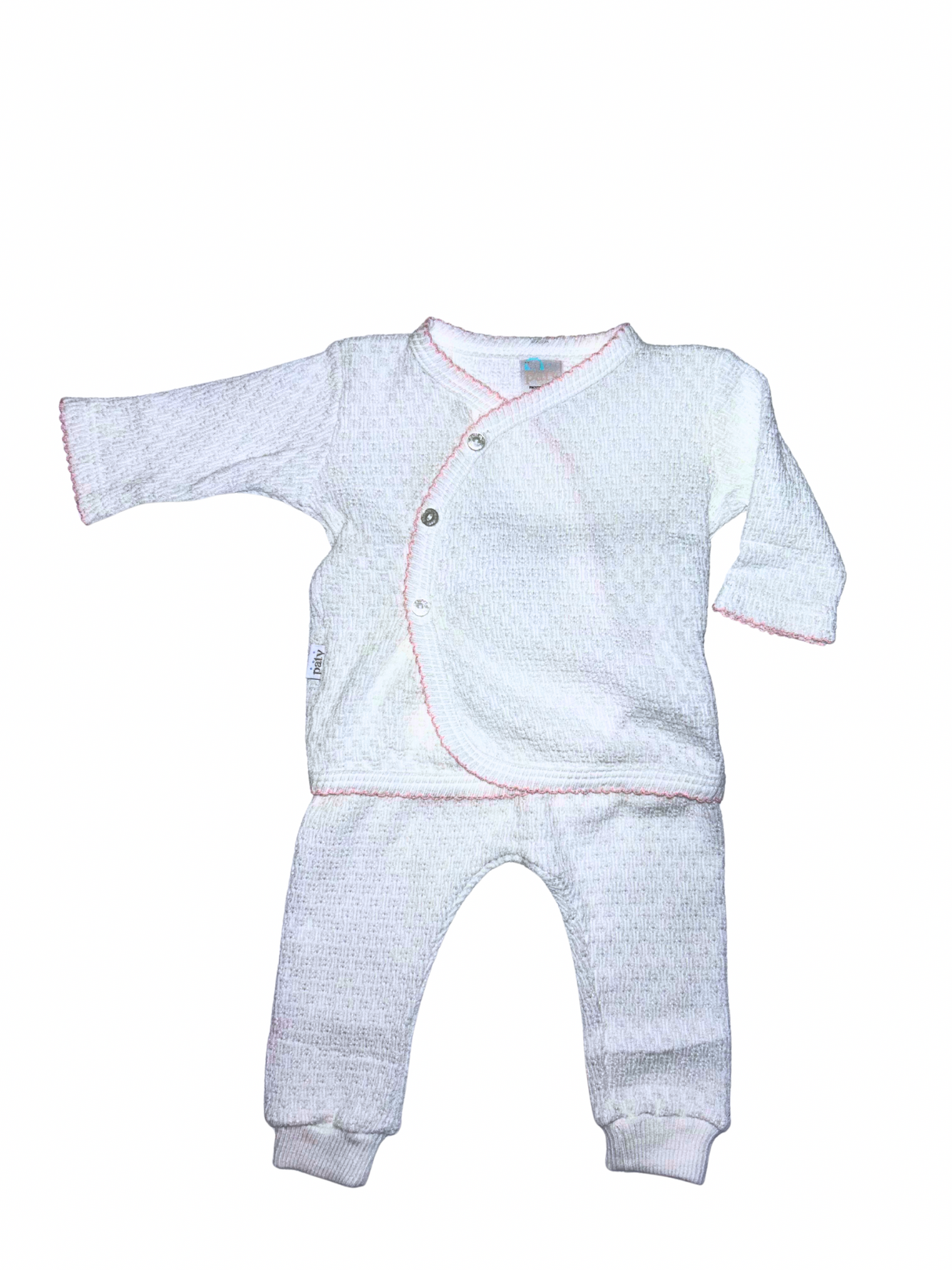 White Kimono Set with Pink Trim - Paty