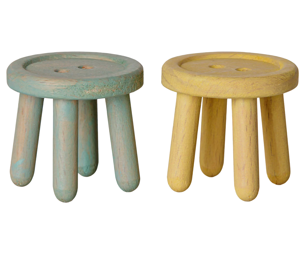 Maileg Mouse Stool Set - Mint/Light Yellow