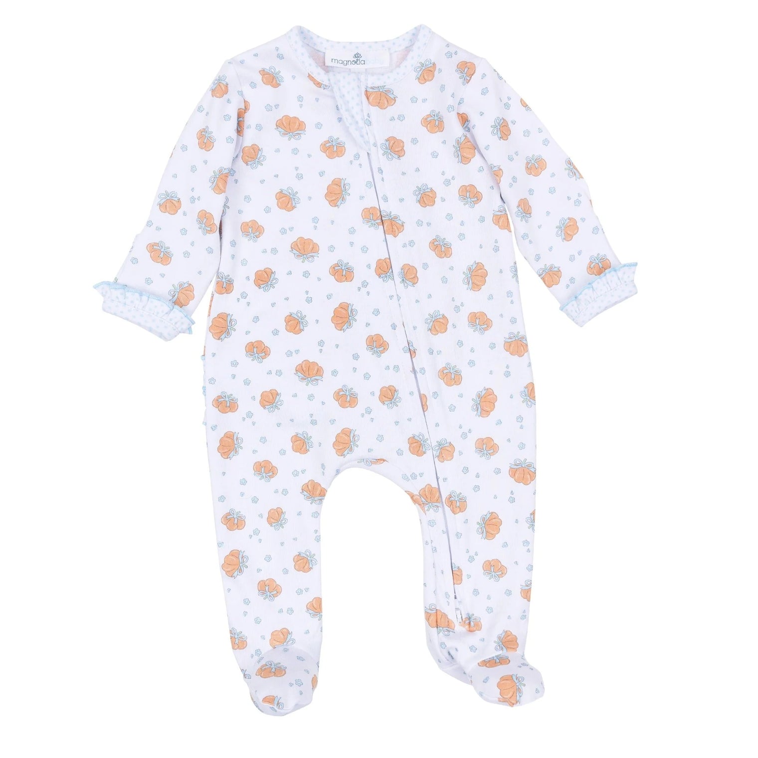 Prettiest in the Patch Print Ruffle Zip Footie