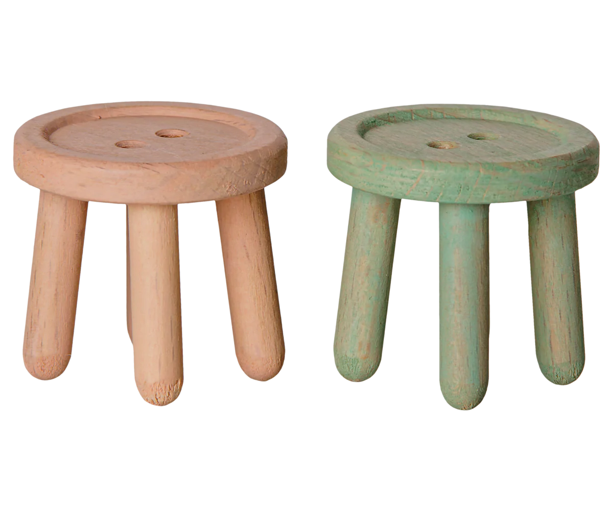 Maileg Mouse Stool Set - Light Rose/Light Mint