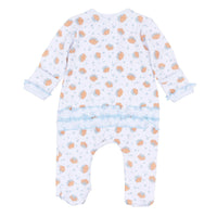 Prettiest in the Patch Print Ruffle Zip Footie