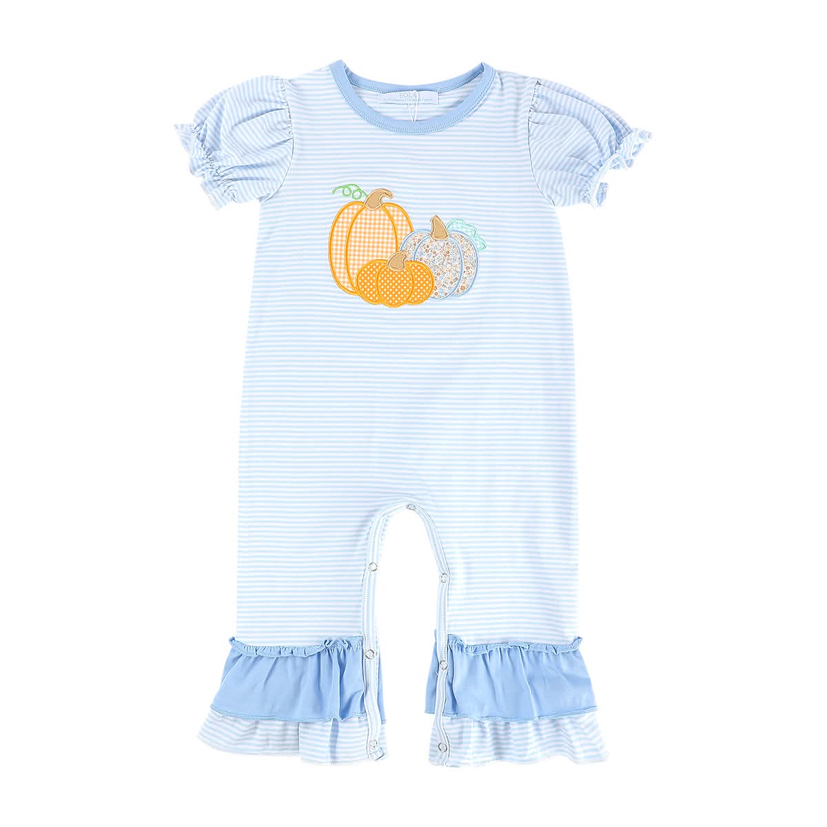 Girl Blue Pumpkin Long Ruffle Romper