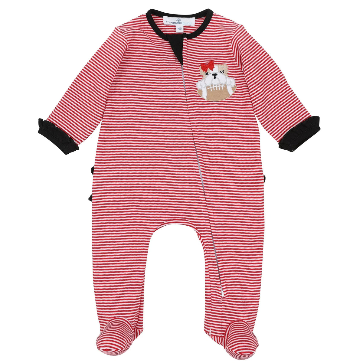 Bulldog Pride Appliqué Ruffle Footie