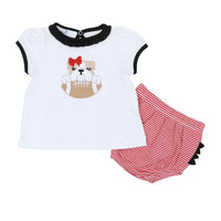Bulldog Pride Appliqué Ruffle Diaper Cover Set