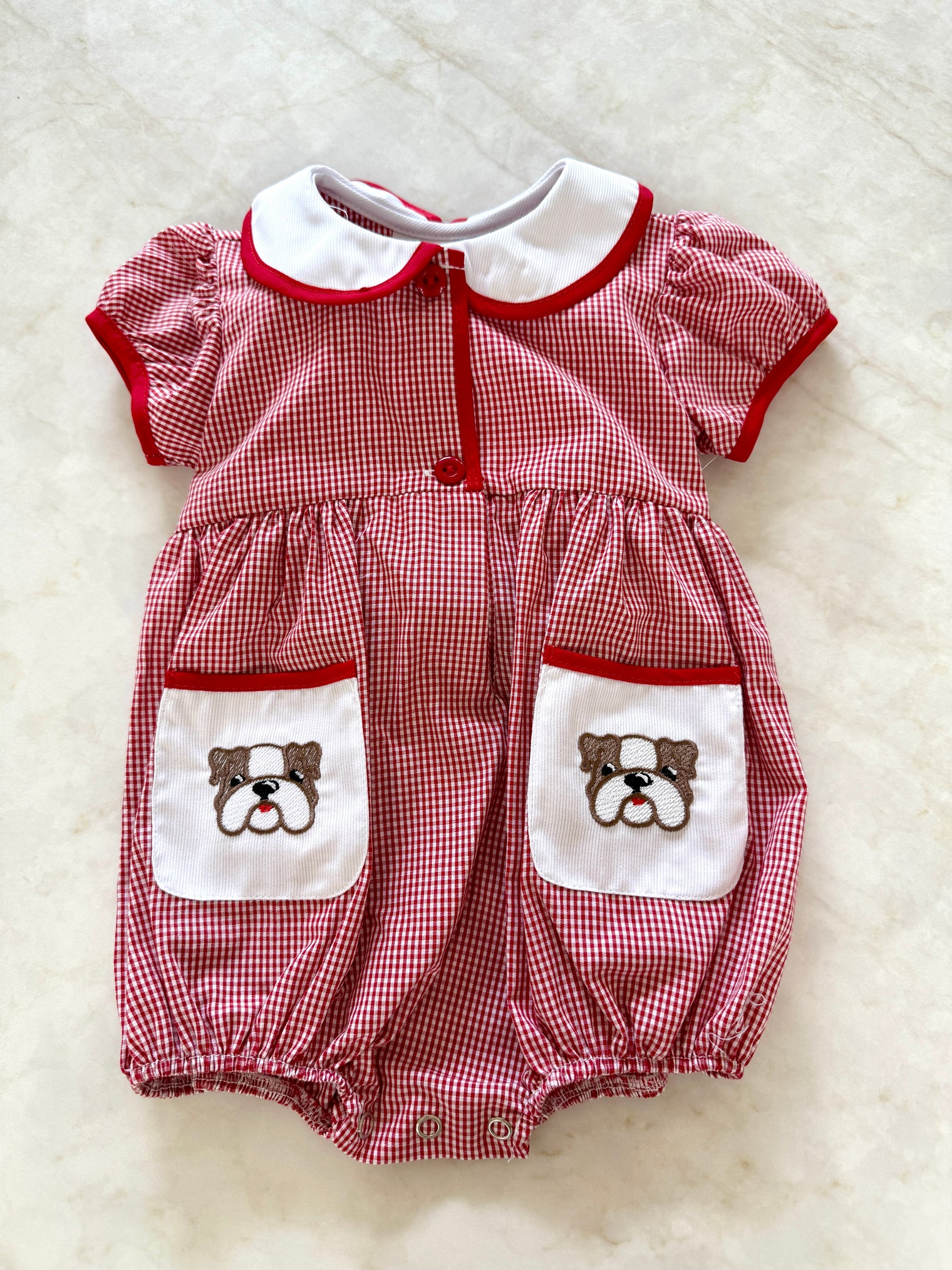 Bulldog Embroidered Girl Bubble