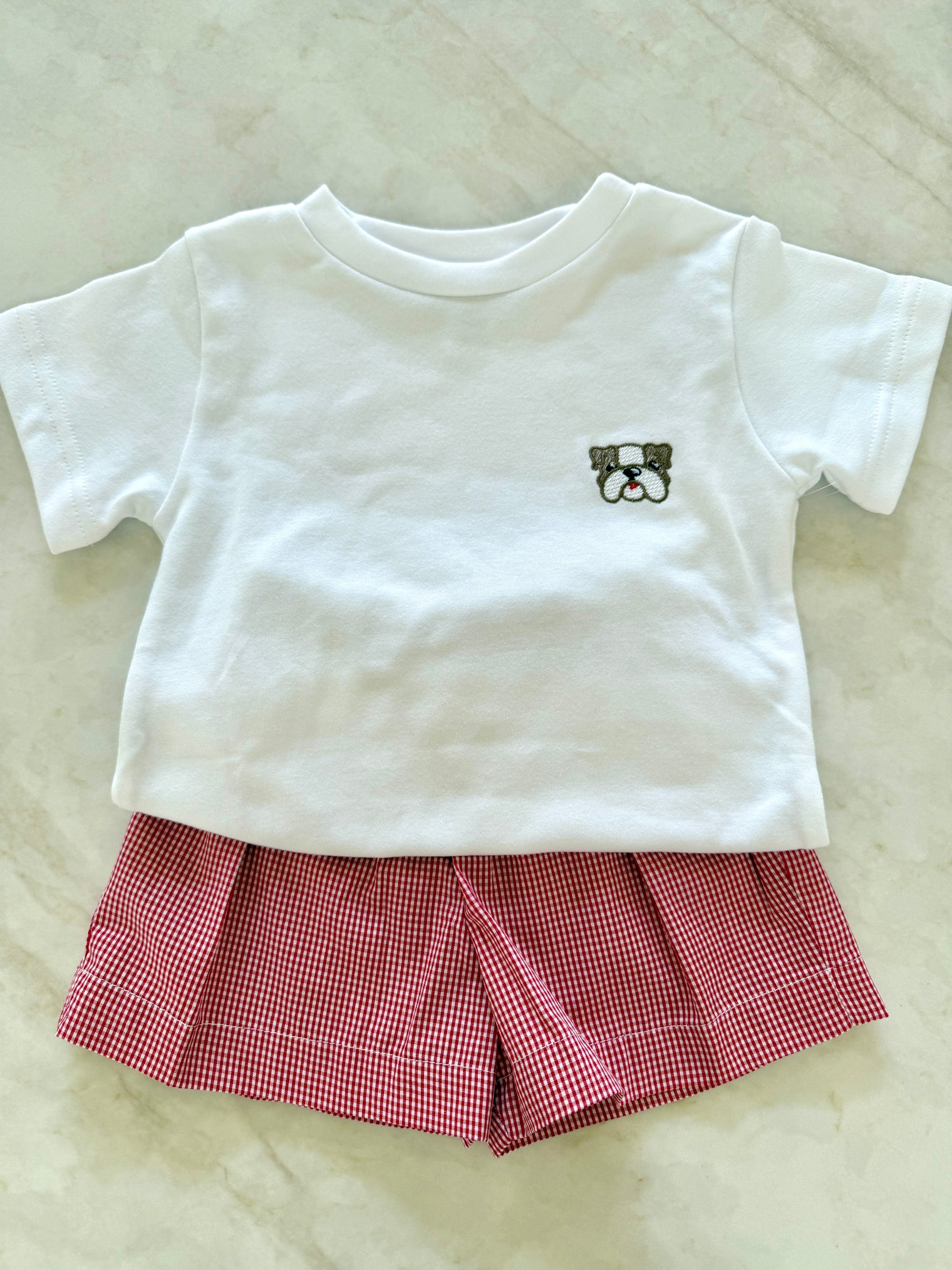 Bulldog Embroidered Boys Short Set