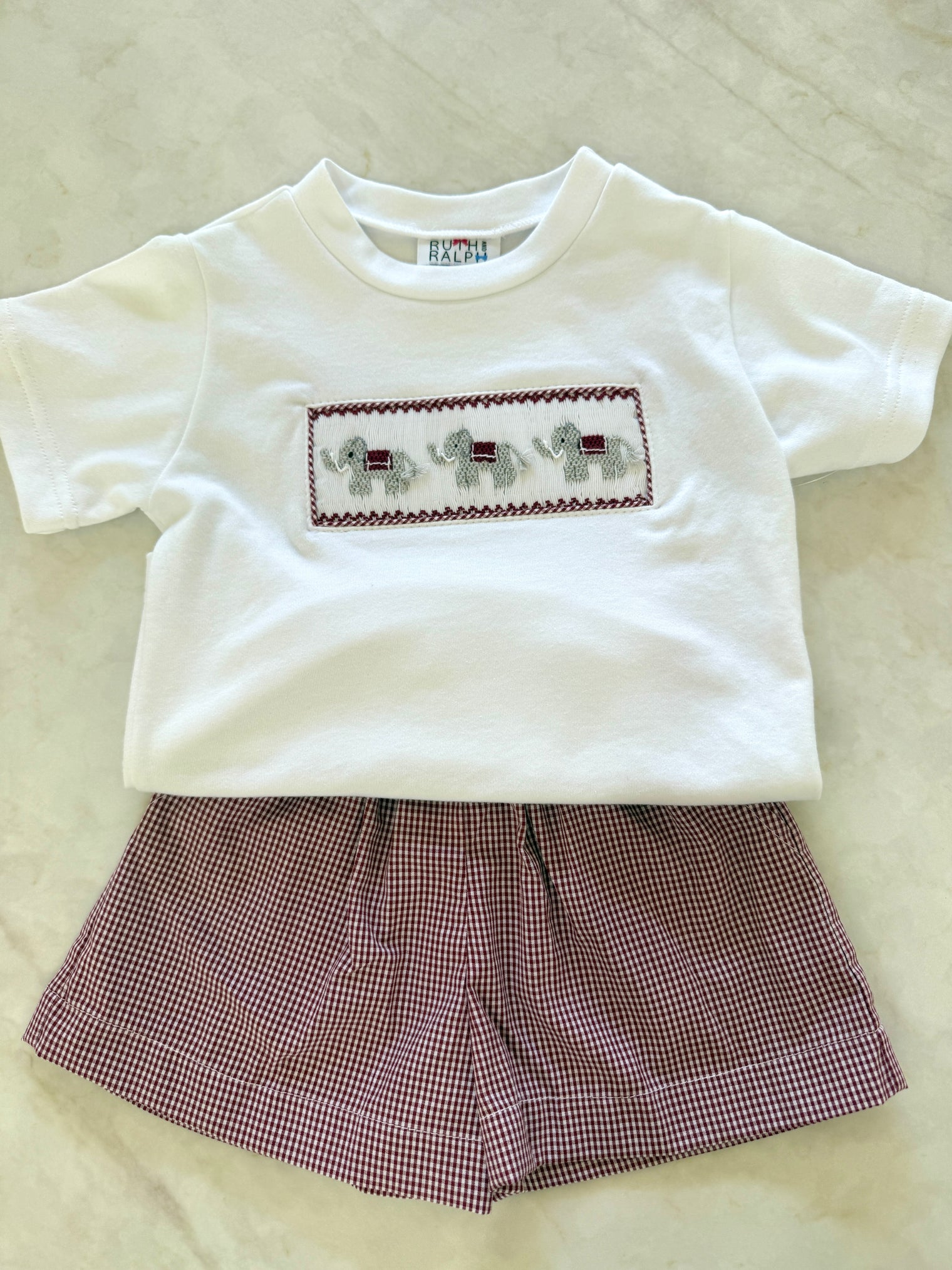 3 Elephants Embroidered Short Set