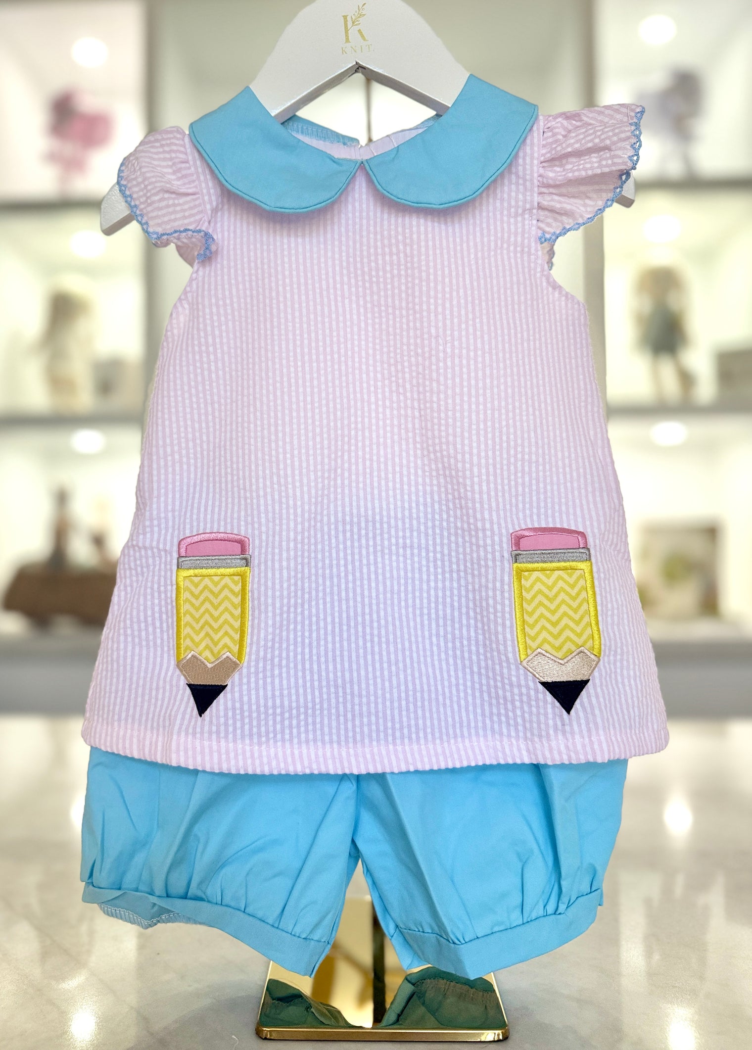Pencil Appliqué Dress with Bloomers